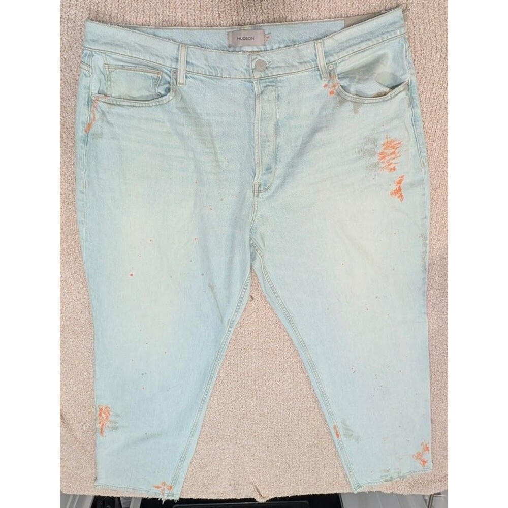 Hudson Men's Reese Straight, Pale Indigo with Decorative Splatter, 42 NWT